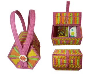 Plastic Canvas Sewing Basket PDF Instant Download