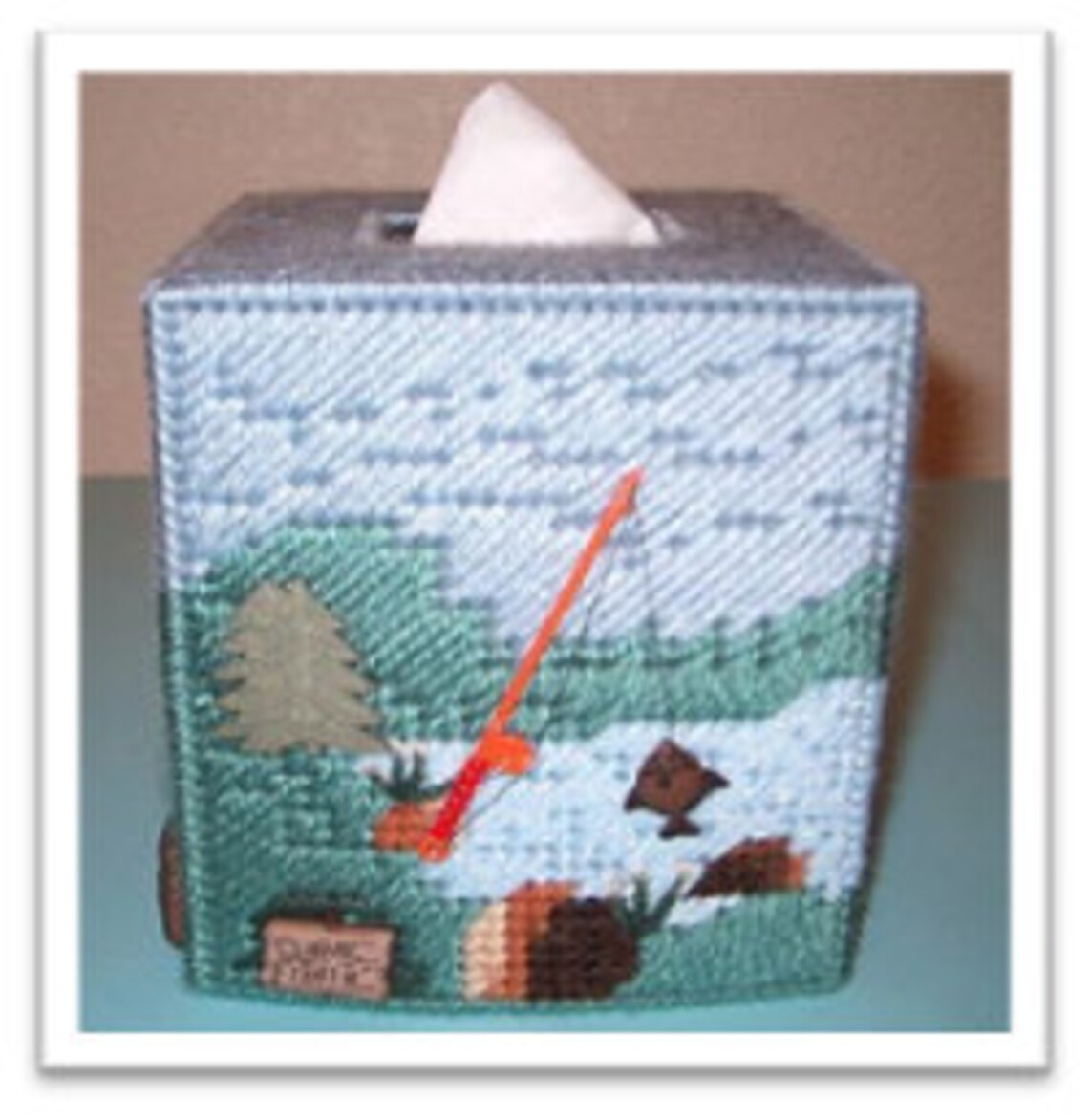 Plastic Canvas Gone Fishing Tissue Box Cover Pattern Instant Etsy