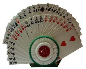 Plastic Canvas Playing Card Holder Firmly Holds 37 Cards Digital Download... purchase 3&quot; recessed circles before buying the pattern