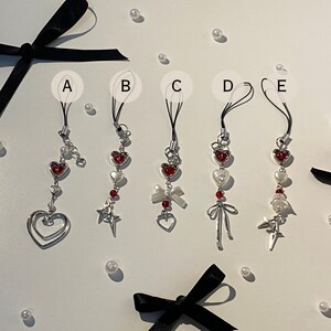 Red Heart Faux Pearl Phone Charm – Y2K Bag Charm
