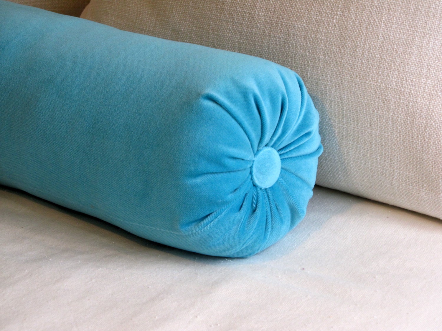 VELVET in bright BLUE bolster pillow 6x14 6x16 6x18 6x20 6x22 Etsy