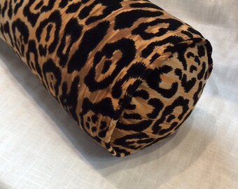 Leopard  bolster pillow 8x30 in black golds