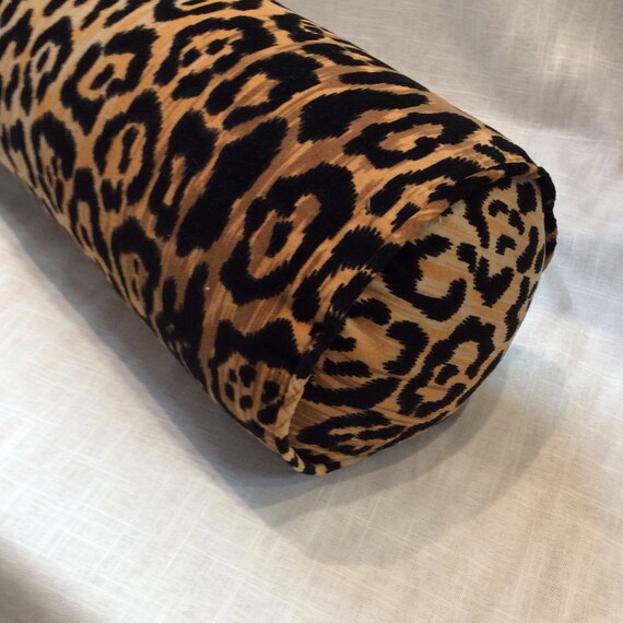 Leopard Bolster Pillow 8x30 in Black Golds Etsy