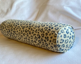 Cheetah linen print  bolster pillow 7x27 includes insert