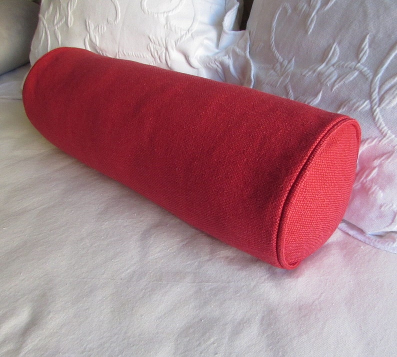 red bolster pillow