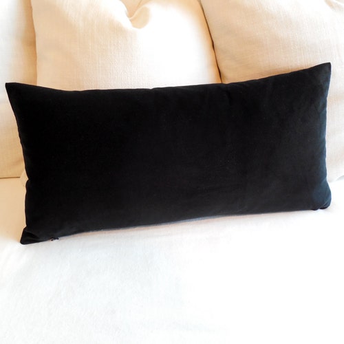 BLACK Velvet Rectangular Lumbar Bolster Pillow 13x26 Etsy