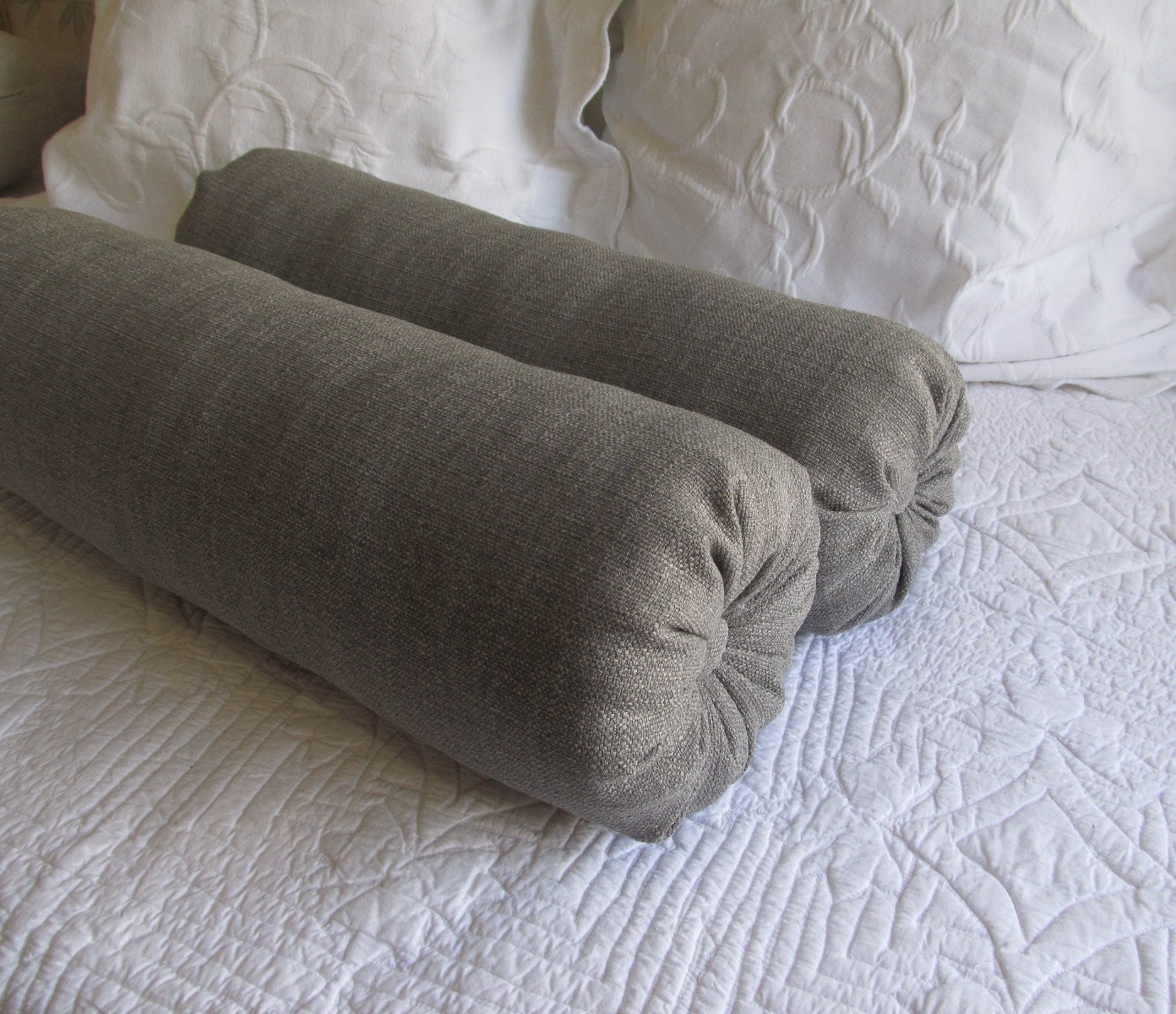 MEDINA GRAY long bolster pillows 7x22 PAIR Etsy