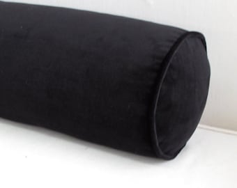 VELVET in Black 8x30  bolster pillow includes insert