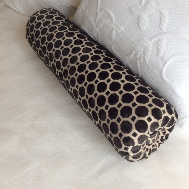 Raised Velvet in black bolster pillow 6x22 Etsy