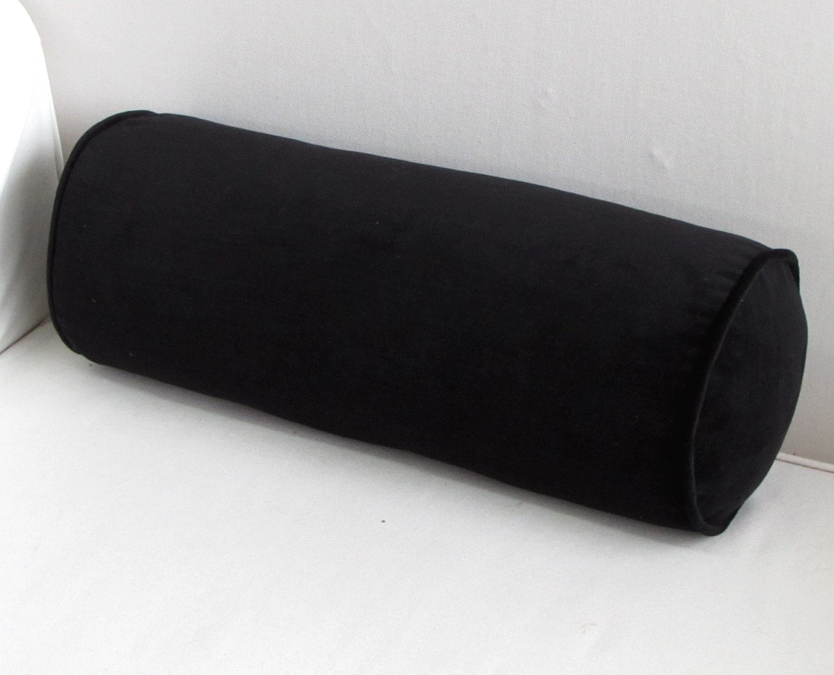 VELVET in BLACK Bolster Lumbar Throw Pillow 7x20 Etsy