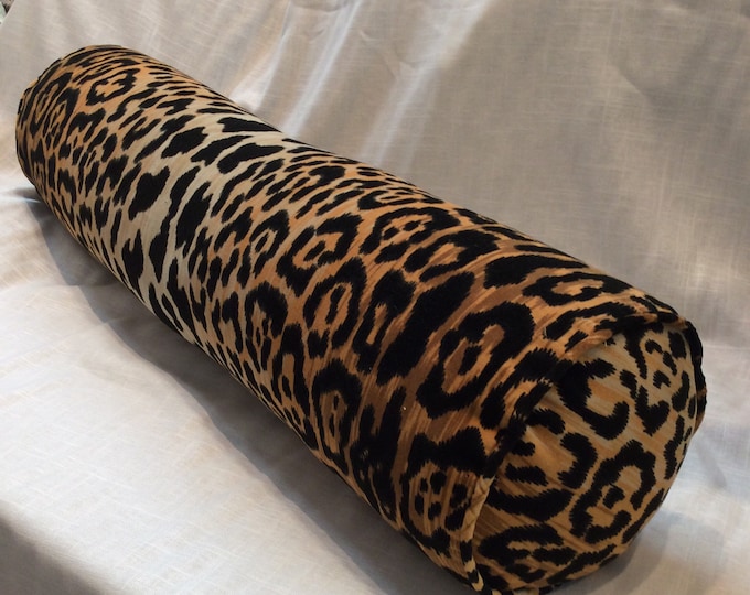 Leopard Bolster Pillow 7x27 in Black Golds Etsy