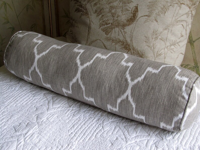 Ikat Linen/gray on White Long Bolster Pillow 7x27 Etsy