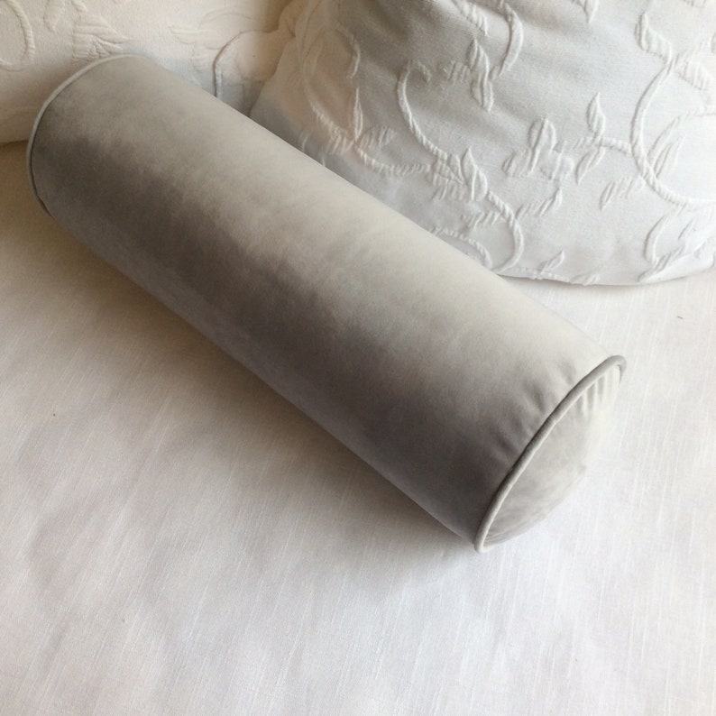 7x20 Lighter Gray Velvet Bolster Pillow Includes Inserts Etsy