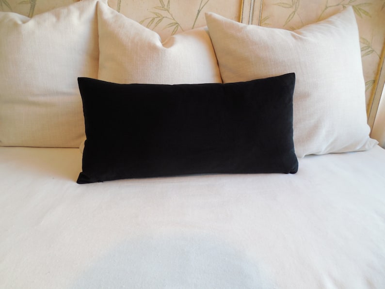 BLACK Velvet Rectangular Lumbar Bolster Pillow 13x26 Etsy