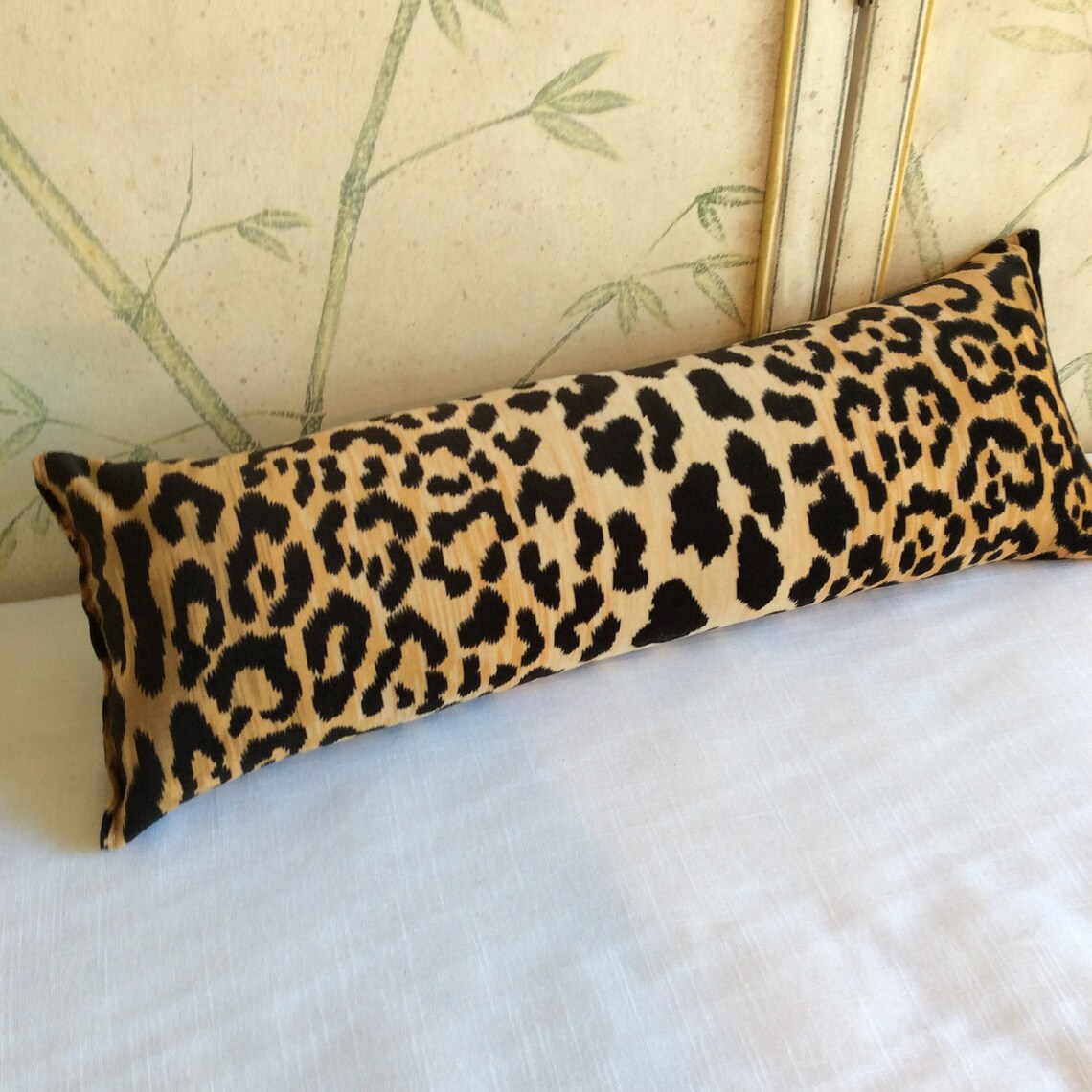 Leopard Bolster Pillow 9x26 in Black Golds Etsy