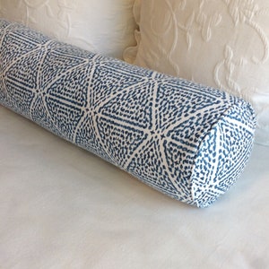 Miguel Azure blue Lacefield fabric 7x20 Bolster pillow includes insert