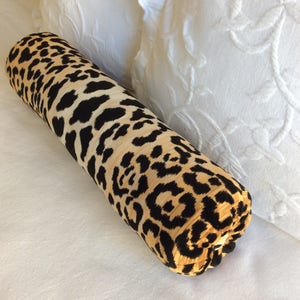 Leopard  bolster pillow 6x22 in black golds