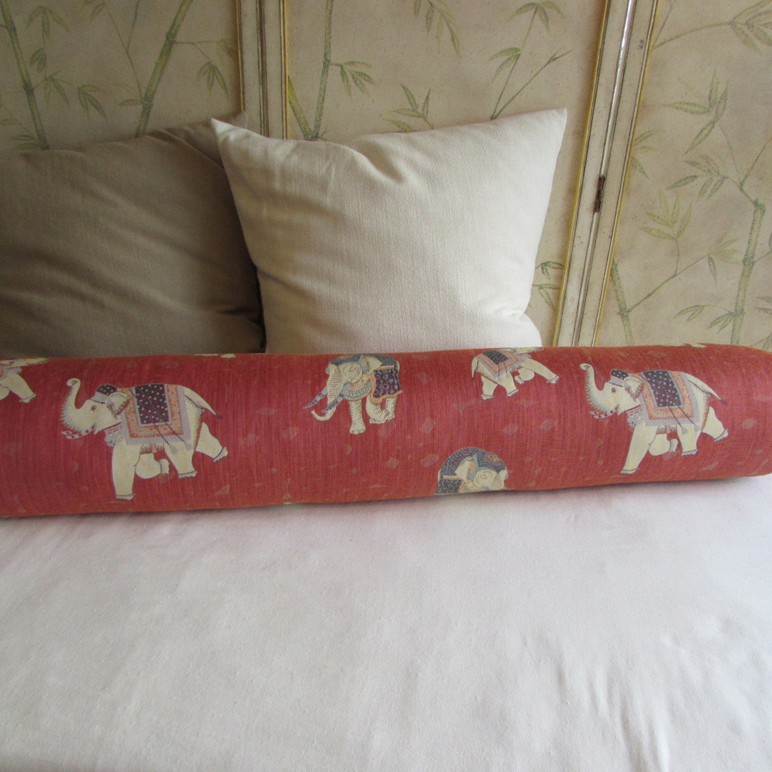 GRAND BOLSTER 8x54 pillow in elephants fabric includes insert Etsy