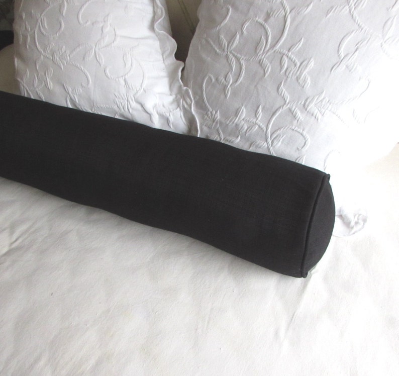 8X30 Daybed Size BLACK bolster pillow includes insert image 2