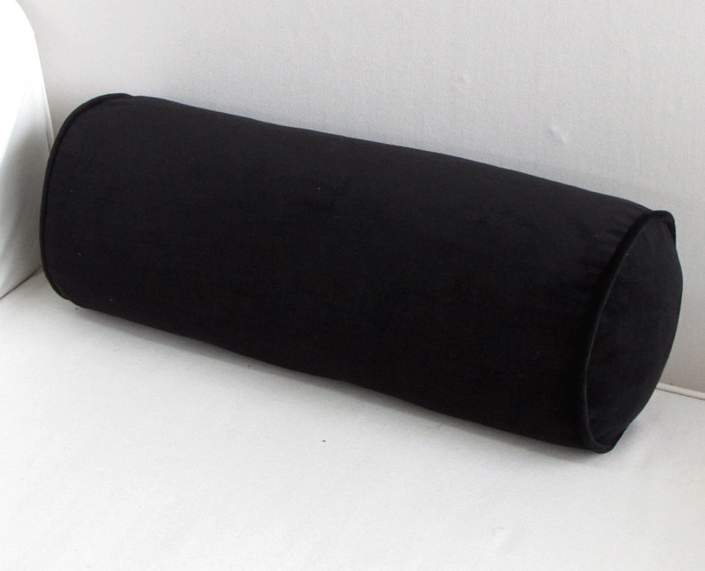 VELVET in BLACK Bolster Lumbar Throw Pillow 7x20 Etsy