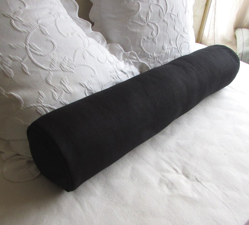 8X30 Daybed Size BLACK bolster pillow includes insert image 5