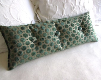 velvet emerald green 9x25 Bolster/lumbar pillow with buttons