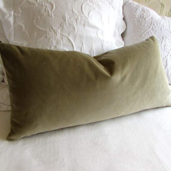Sage Olive Velvet Lumbar Rectangular Bolster Pillow 13x26 Etsy