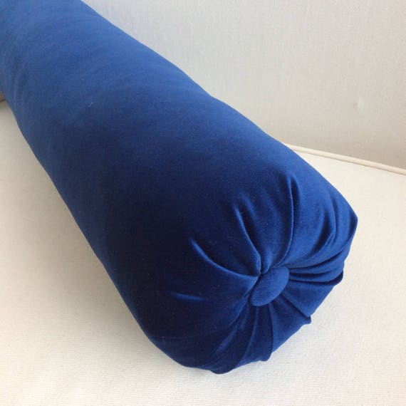 Bright Royal blue VELVET decorative Blue round pillow | Etsy