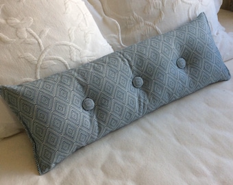 Blue woven 9x25 Bolster/lumbar pillow available in many of our fabrics