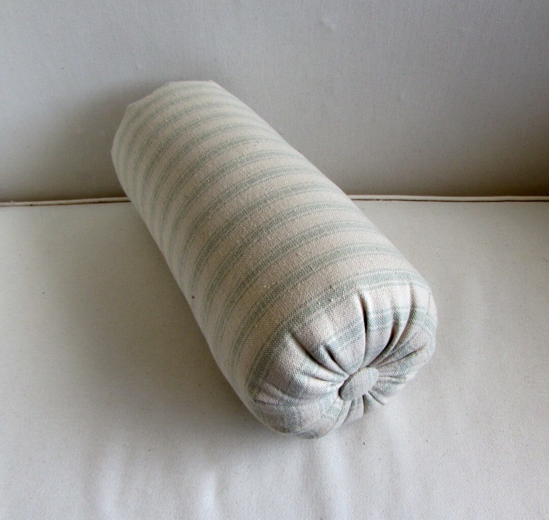 BOLSTER PILLOW Grain Sack Spa/seafoam Stripes Lumbar Accent Throw 6x14