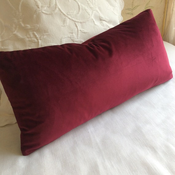 Burgundy Velvet Lumbar Rectangular Bolster Pillow 13x26 Etsy