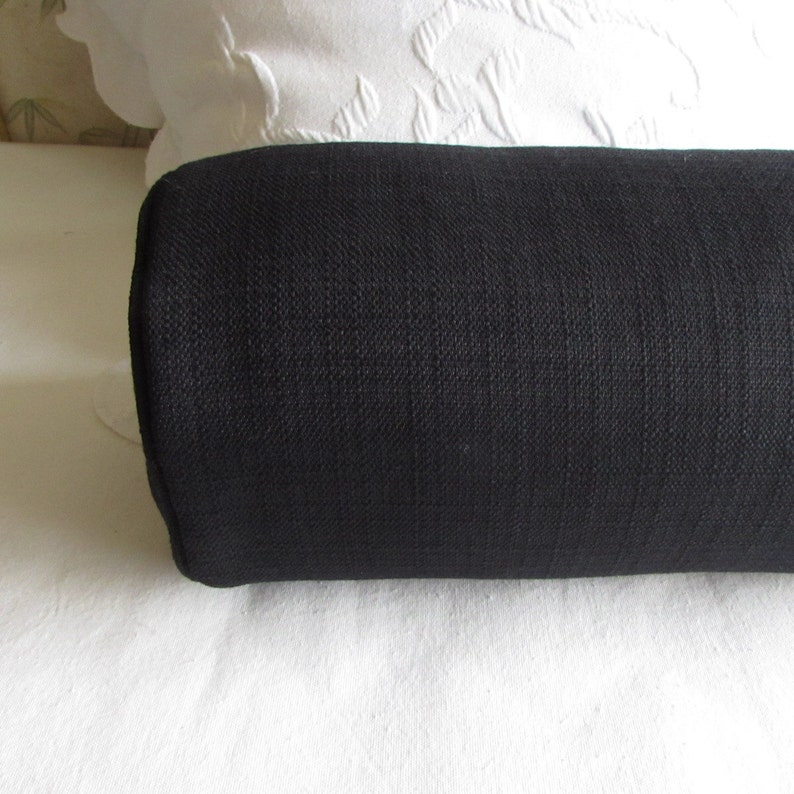 8X30 Daybed Size BLACK bolster pillow includes insert image 4