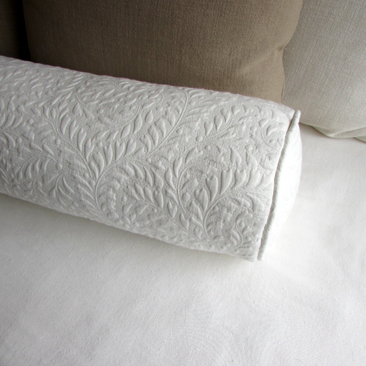 GRAND BOLSTER 8x54 pillow in ivory matelasse fabric includes Etsy