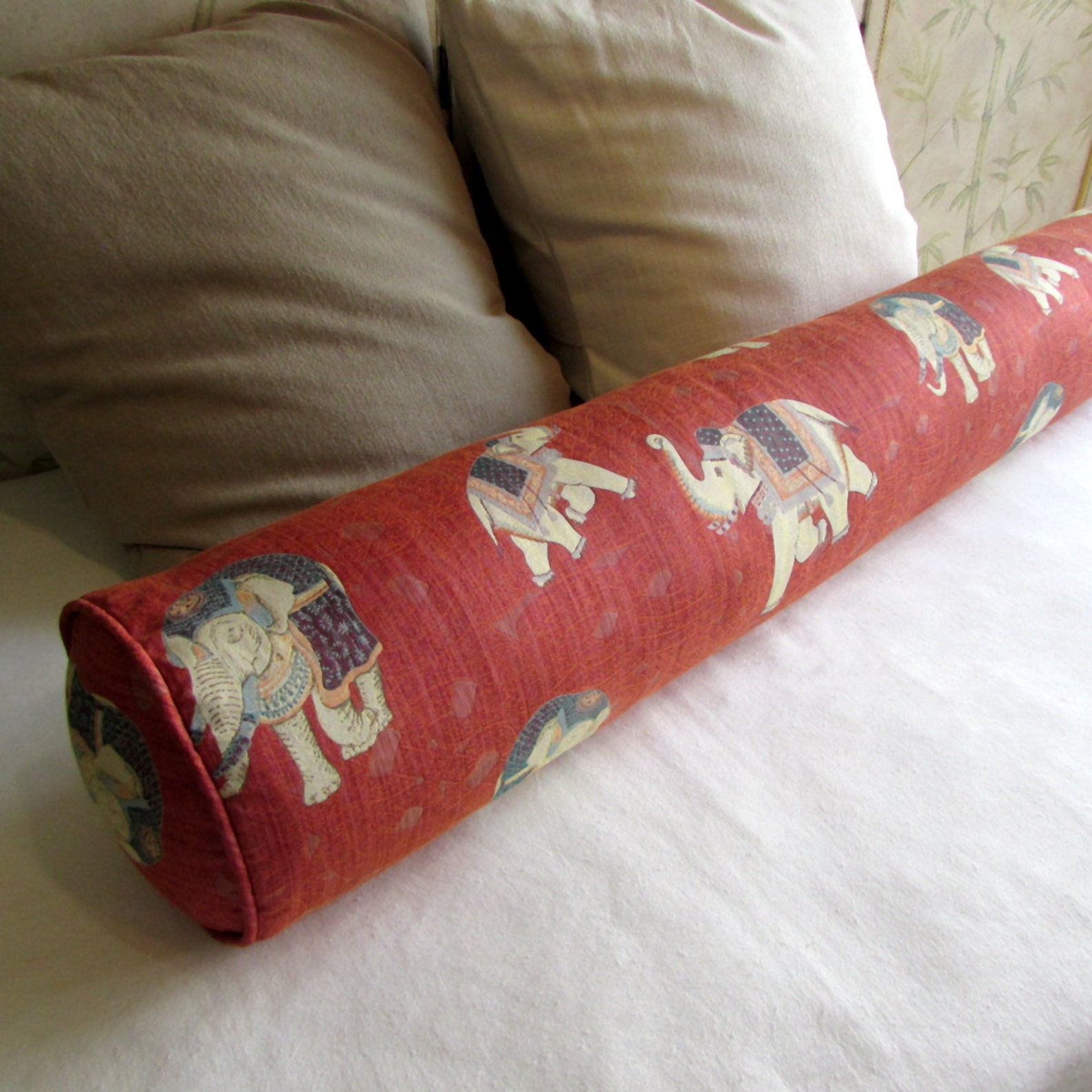 GRAND BOLSTER 8x54 pillow in elephants fabric includes insert Etsy