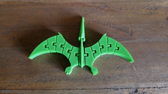 Small Flexible TPU Flexi Pterodactyl - Neon Green Fidget Flyer