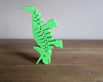 Small Flexible TPU Flexi Triceratops - Neon Green Fidget Dino