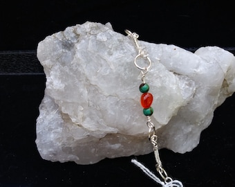 Wrapped and Beaded Link Bracelet