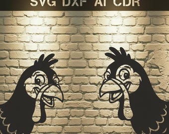 Funny Peeking Turkey Couple SVG DXF – Farmhouse Thanksgiving Cut Files (Digital Download)