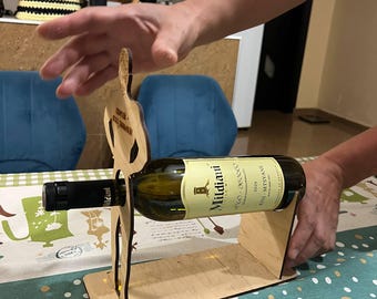 Our Hero Wine Bottle Holder Laser Cut Files | Wooden Stand Template (SVG, DXF)