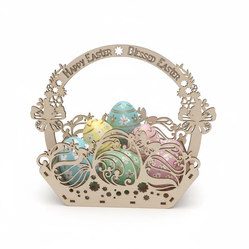 Easter Basket Laser Cut Files SVG DXF | Happy Blessed Easter| Glowforge ...