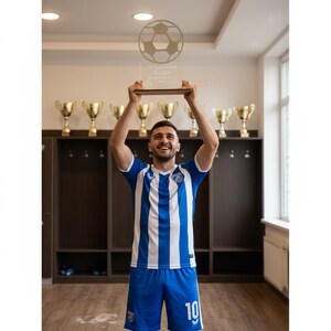 Soccer Trophy Laser Cut Files SVG DXF | Football Award | Forward Striker Template | CNC Glowforge