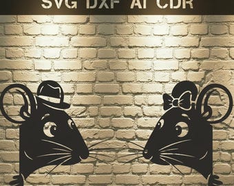 Funny Mouse Couple SVG Cut Files – Peeking Mice for Cricut, Silhouette (Digital Download)