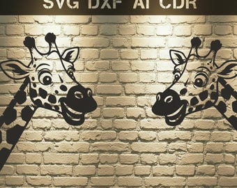 Funny Peeking Giraffes SVG DXF Cut Files – Farmhouse Decor (Digital Download)