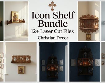 Christian Icon Shelf Laser Cut Files Bundle 12+ | Orthodox Iconostasis Templates (DXF)