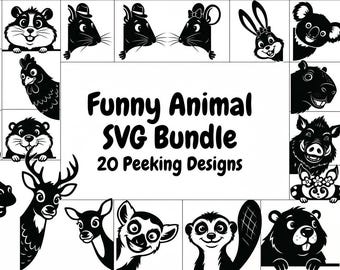 Funny Peeking Animal SVG Bundle – 20 Farmhouse Decor Designs (Digital Download)