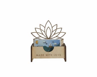 Lotus Business Card Holder SVG | Minimalist Desk Organizer Template (Digital Download)