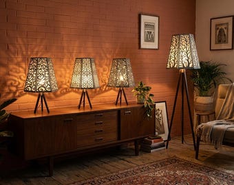 Laser Cut Lampshade Files Bundle | Decorative Wooden Lamp Shade Templates (SVG, DXF)