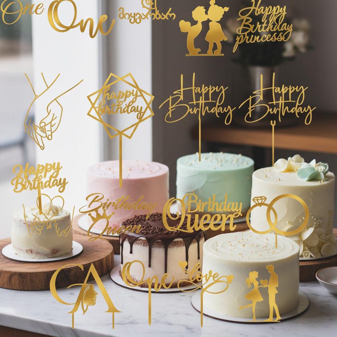 Cake Topper Laser Cut Files Bundle | 15 Birthday Wedding Designs ...