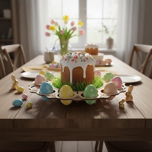 Easter Cake Plate and 12 Egg Stand Laser Cut Files SVG DXF