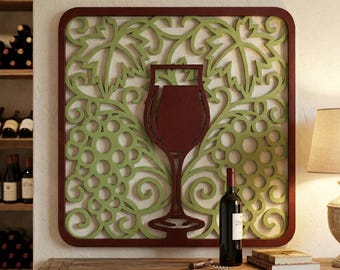 Layered Wine Glass Grapevine Laser Cut Files SVG DXF | 2-Layer  Wall Art (Digital Download)